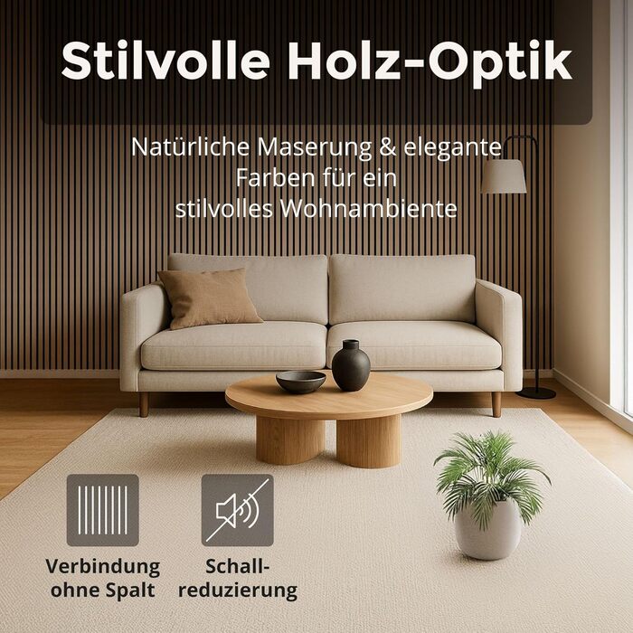 Акустичні панелі з дерева для стін 60x60 см, набір 4 шт, шумоізоляційні стінові панелі з ламелями для покращення акустики приміщення, колір світлий дуб