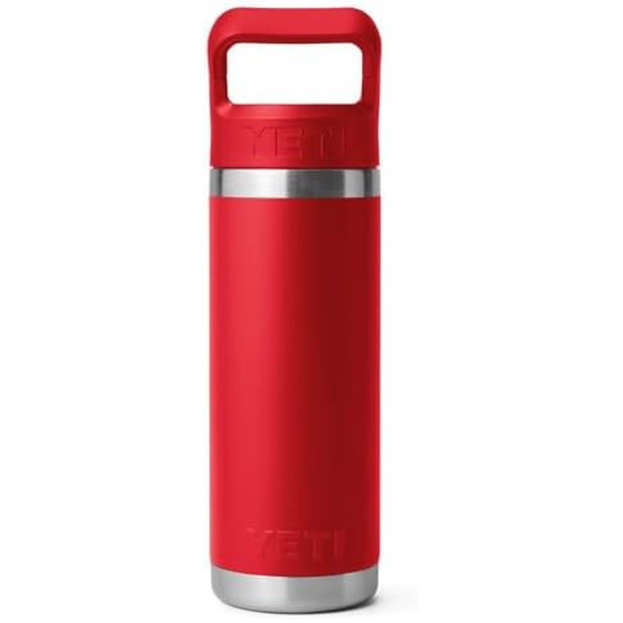 YETI Rambler C Straw Bottle, Stainless Steel Vacuum Insulated Bottle with Straw Cap, 18 oz (532 ml) (Rescue Red)