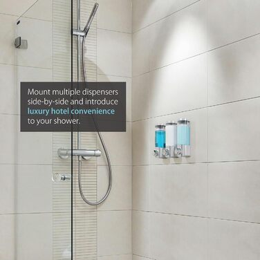 Дозатор для мила, гелю для душу та шампуню Better Living, хром, ABS-пластик, білий, однокамерний