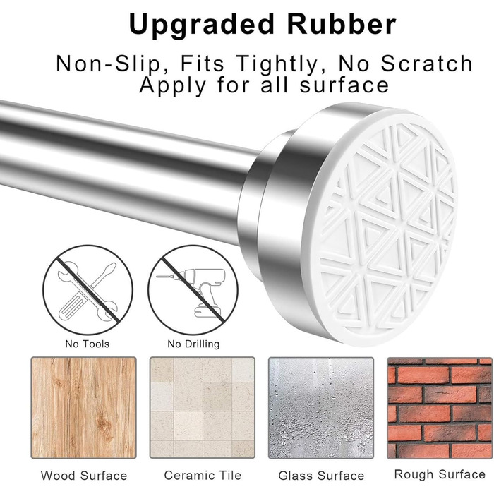 Штанга для душу Siler без свердління, розтягувана, з нержавіючої сталі, 48-200 см (Срібло)