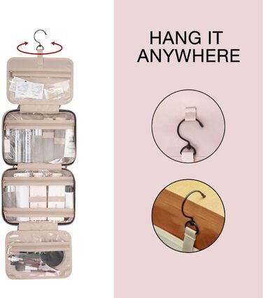 Сумка для косметики BAGSMART, дорожня косметичка з прозорим відділенням, чорна (M)