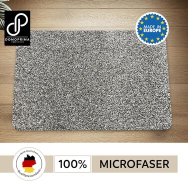 Килимок для дому DOMOPRIMA з мікрофібри, миючий, неслизький, надзвичайно поглинаючий, плоский, антибактеріальний, для внутрішнього та зовнішнього використання (60x40 см), сірий, 50 x 75 см (прямокутний)