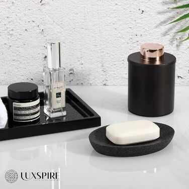 Набір мильниць з мармуру Luxspire (2 шт), овальна підставка для мила стійка до подряпин, елегантна дозатора для мила в ванну кімнату, кухню та душ, колір: чорний гравій