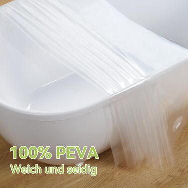 Шторка для душу OTRAKI 200x200 см, антигрибкова, EVA, прозора, без ПВХ, екологічна, 12 кілець