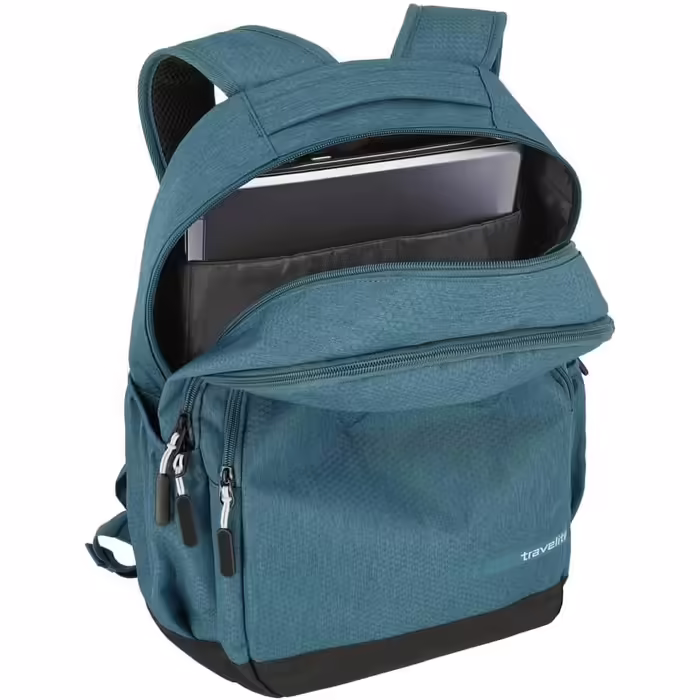 Travelite Carry-on Backpack with Padded Laptop Compartment, 15.6-inch Laptop Backpack, KICK OFF, Daypack for Travel and Sports, 45 cm, 22 Liters (Petrol)