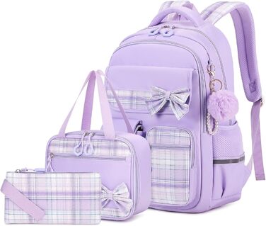 Шкільний набір для дівчаток: рюкзак, ланч-бокс, пенал. 3-ий клас, 4-5 клас, фіолетовий колір