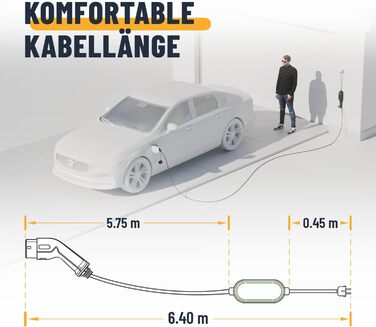 Кабель для зарядки електромобілів ABSINA Typ 2 Schuko, 3.7kW, 16A, 6м, IP67 (для i3, e-Up, ID.3, ID.4, Zoe, fortwo, Kona)