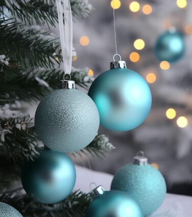 36 блакитних новорічних кулі для прикраси ялинки, 6 см, новорічний декор