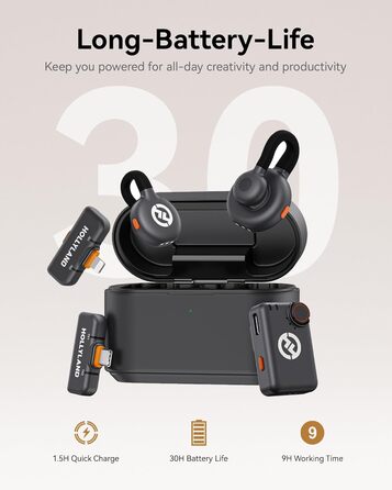 Hollyland Lark M2S Бездротовий мікрофон-петличка з USB-C для iPhone 15/16 та Android, чорний, 300 м, 27 годин роботи, для Vlogging (2TX+3RX+Зарядний пристрій)