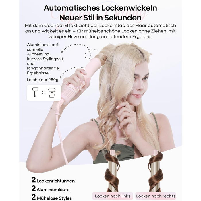 Аirstyler 7-в-1: Фен, плойка, брашинг, термощітка, автоматична завивка, іонізація, захист від пошкоджень, рожевий