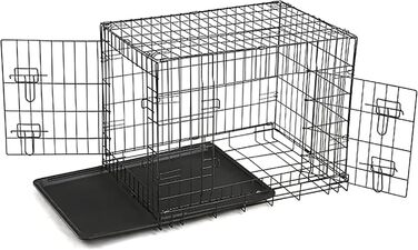Клітка для собак Defacto: переноска, транспортний бокс, розмір M (61x43x51 см), чорний метал, з піддоном
