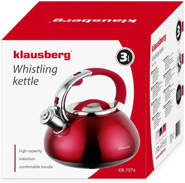 Чайник емальований Klausberg KB7107 Creme 2.5л для плити, нержавіюча сталь
