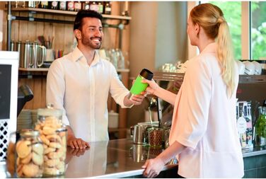 Термокружка Emsa Travel Mug Classic, 360 мл, жовта, з рукавом, 4 години гаряче, 8 годин холодне, 100% герметична