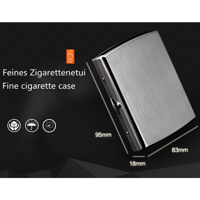 Металеве тютюнотримач для 20 сигарет з гравіюванням та дизайном для чоловіків та жінок, срібляний