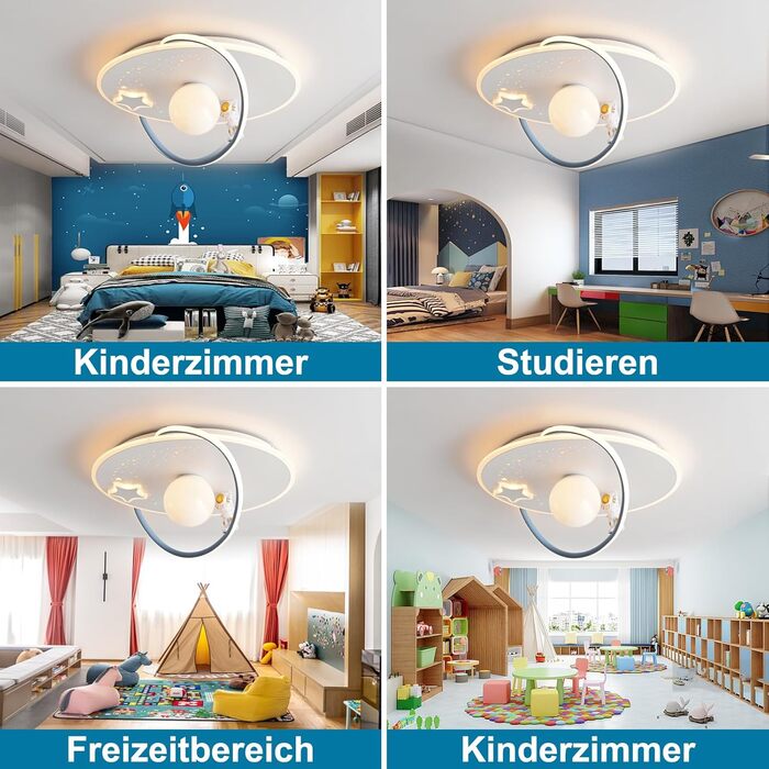 RRBEST LED Ceiling Light, Modern Moon Astronaut Design Ceiling Lamp, Dimmable with Remote Control, Boys and Girls Children's Room Lamps, Decorative Ceiling Lamp for Children's Room