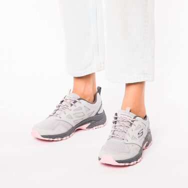Дитячі кросівки Skechers 40 EU сірі зі шкіри та сітчастої тканини з рожевою окантовкою