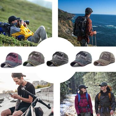 Кепка бейсболка для чоловіків та жінок, вінтажна бейсболка, кепка бейсболка, для відпочинку на природі, регульована, ретро, універсальний розмір, колір: чорний