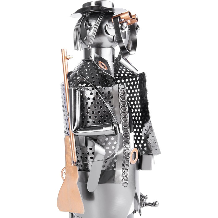 BRUBAKER Wine Bottle Holder Hunter - Bottle Rack Sculpture made of Metal with Gift Card - Silver Wine Gift Height 33 cm