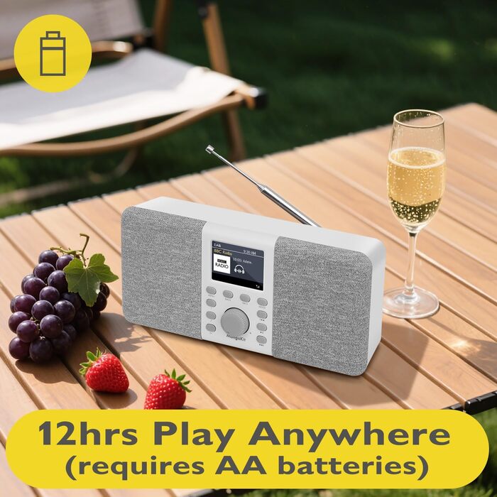 Радіоприймач MD5 Stereo DAB+ з Bluetooth, сірий - цифрове радіо DAB, FM, годинник, будильник