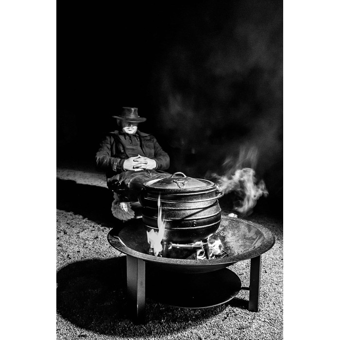Чавунний казан BBQ-Toro Potjie №1, 3 л з ніжками для відкритого вогню, південноафриканський Dutch Oven, жаростійкий казан для м'яса з кришкою