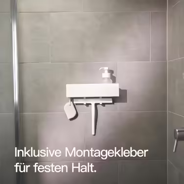 Designfabrik Hamburg Suction Cup Shower Shelf | Bathroom Organizer | Shower Shelf No Drilling | Bathroom Shelf | Hanging Shelf | Wall Shelf | Self-Adhesive Shower Basket | Shower Shelf White 30 cm