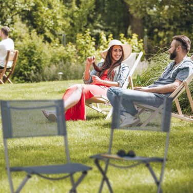 Складаний стілець Relaxdays для балкона, 2 шт, метал і пластик, антрацит, 87x55x48 см