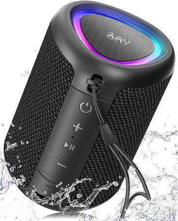 Портативна Bluetooth колонка AY з підсвічуванням, IPX5, 24 години роботи, AUX/TF, стерео-паринг, зелена (чорна, компактна)