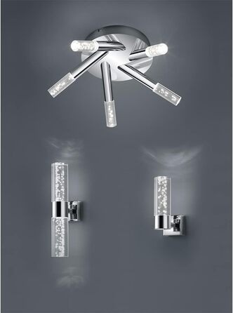 Trio Leuchten LED Bathroom Wall Light Bolsa 282410106, Chrome, Clear Acrylic with Bubbles, 3.2 Watt (Ceiling Light)