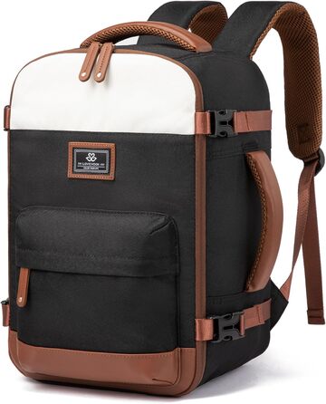 LOVEVOOK Рюкзак ручної поклажі для жінок, великий дорожній рюкзак для літака, 45L, рюкзак-валіза, рюкзак для подорожей, для ноутбука 17,3 дюйма, на вихідні, діловий, рюкзак для кабіни (1-бежевий, чорний, коричневий, 40x30x20 см)