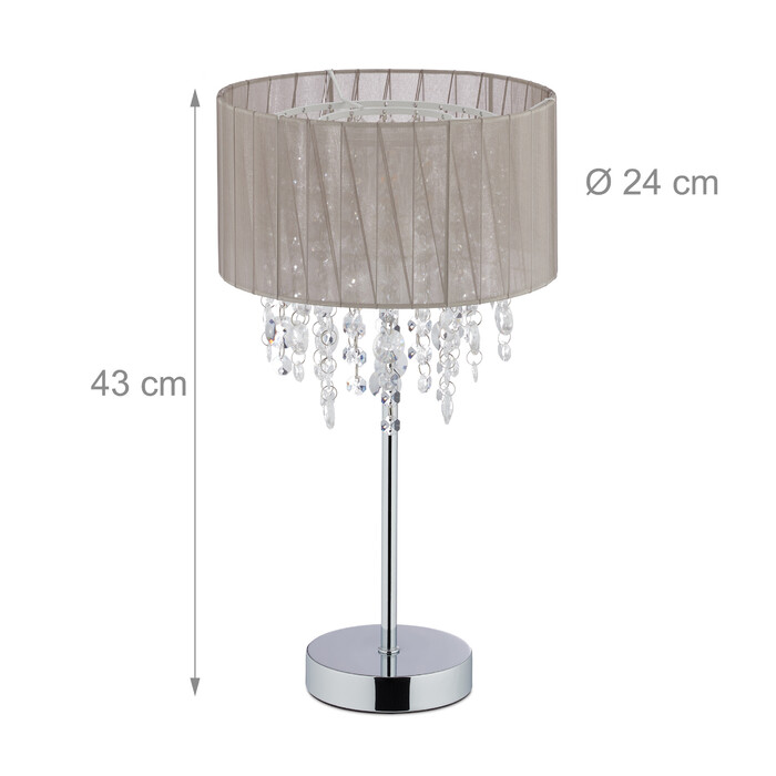 Relaxdays Table Lamp Organza Crystal XL