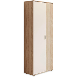 Stella Trading 3 Shoe Cabinet Tall, White - Versatile Multi-Purpose Cabinet with Adjustable Shelves - 70 x 176 x 35 cm (W/H/D) (Sonoma Oak / White)