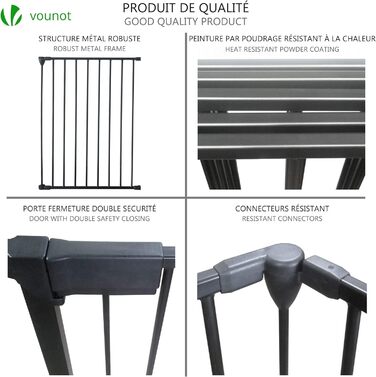 Захисне ґратка для каміну Vounot з дверцятами, 375 см, 6 елементів, металева, для дітей, чорний