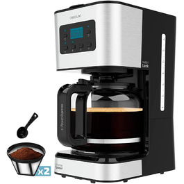 Кавомашина Cecotec Coffee 66 Smart Plus: програмована, 980W, 12 чашок, ExtemAroma, AutoClean, нержавіюча сталь, LCD, 1,5л, 2 фільтри