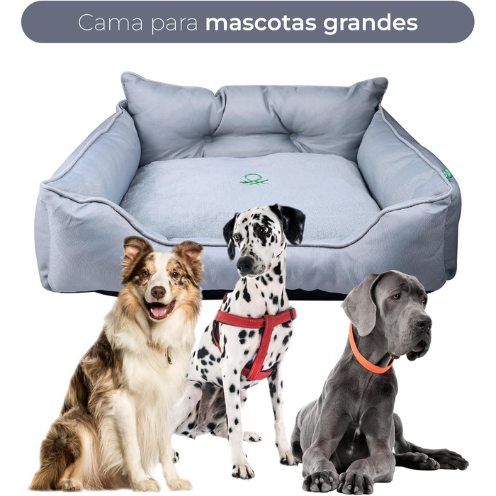 UNITED COLORS OF BENETTON. Pets - Dog bed, ergonomic bed, for medium-sized dogs, made of polyester, machine washable, size M, (grey, 90 cm)