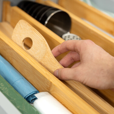 Relaxdays Drawer Dividers Bamboo 4-Piece Set