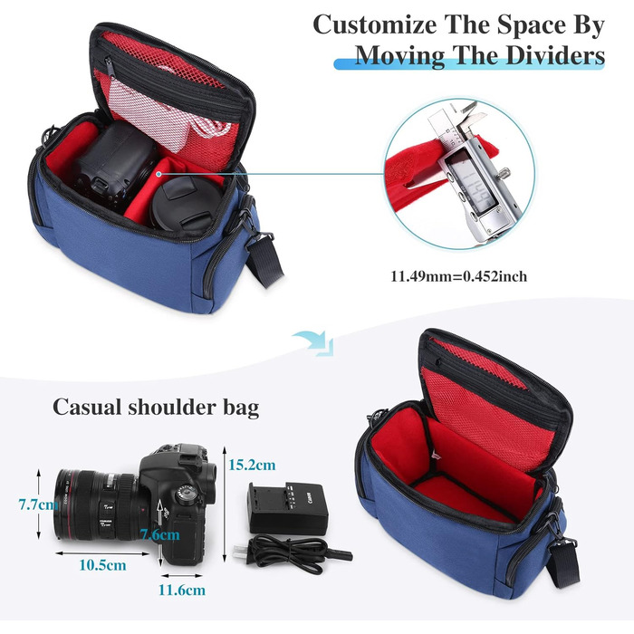 Сумка для камери Baigio: фотосумка для DSLR/SLR камер, об'єктивів та аксесуарів (темно-синій)