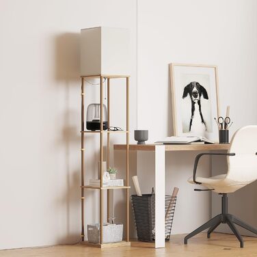 Стельова лампа SUNMORY для вітальні з полицею, регульоване освітлення 3 кольорів, для вітальні, спальні, кабінету та офісу, колір дерева