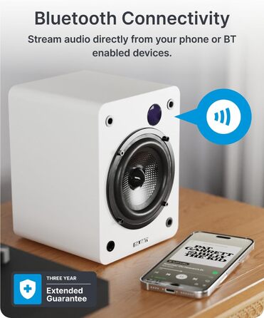 Активні колонки Majority D50X | 60W, Bluetooth 5.3, HDMI ARC, AUX | Hi-Fi стереоколонки для ПК та студії (білі)