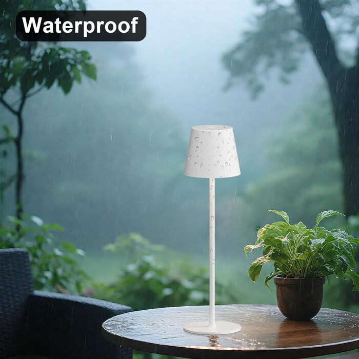 Акумуляторна настільна LED лампа бездротова з USB-C зарядкою, регульована яскравість, 3 режими світла, сенсорна лампа для дому, спальні, кемпінгу (біла)