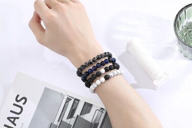 Чоловічі браслети з натурального каміння: тигрове око, лава, онікс, бірюза, лазурит (3-4 шт.)