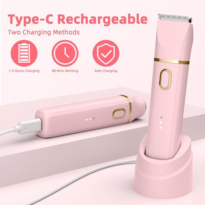 Електричний тример для тіла та обличчя 3-в-1 для жінок, рожевий