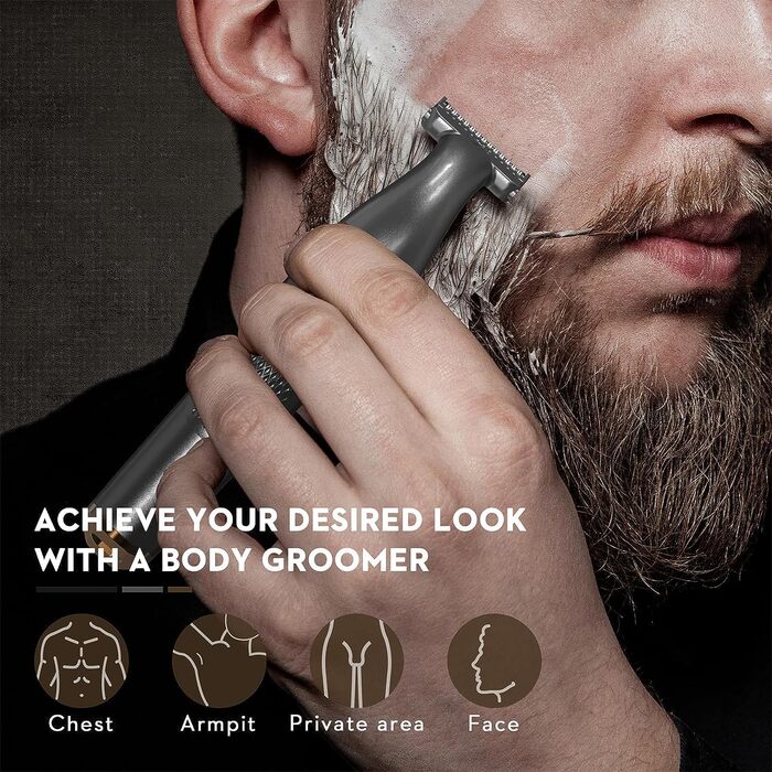 Електричний триммер для тіла чоловічий Kibiy з LED-дисплеєм та IPX7 водозахистом