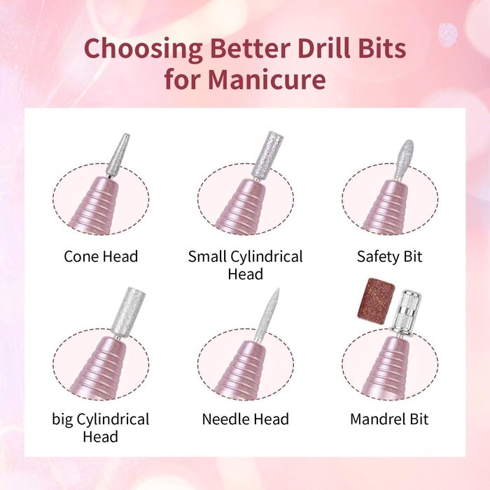 Електричний фрезер для нігтів JODSONE 6 в 1: професійний набір для манікюру та педикюру (акрил, гель)