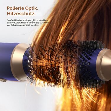 Мультистайлер для волосся 6 в 1 UKLISS Air Styler Set з дифузором, фен-щітка та вирівнювач для волосся, 1000 Вт, LCD-дисплей, Gold Blau
