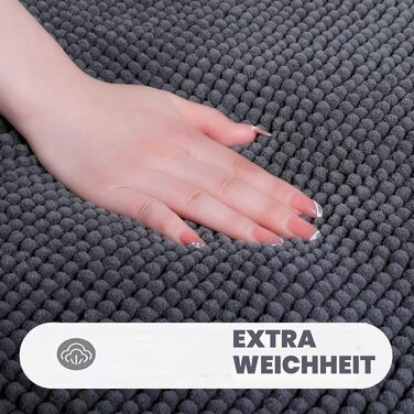 Великий килимок для ванної кімнати Chenille сірий, 50x120 см, гігроскопічний та м'який з високим ворсом 1.5 см, протиковзкий