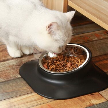 Підвищений годівниця для кошенят та цуценят, з нержавіючої сталі, на підставці, під кутом 15°, протиковзка, для котів та маленьких собак, подвійний миска