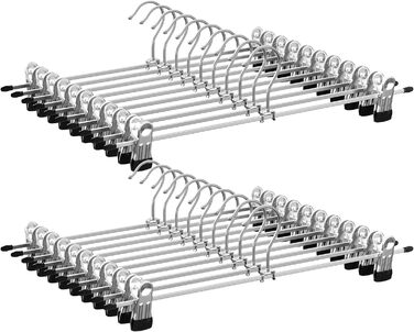 Набір вішалок для штанів SONGMICS (20 шт.), 40 см, чорно-срібні, з регульованими кліпсами
