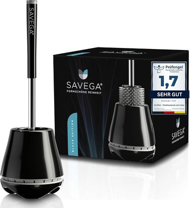 SAVEGA® Оригінальна силіконова щітка для унітазу - комплект з тримачем. Антибактеріальна щітка для туалету, чорний/сірий колір.