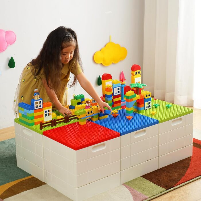 Складна коробка для зберігання з кришкою-платформою для Duplo, 25 л, SHIMOYAMA, синя, для конструктора Lego Duplo, пластиковий контейнер, штабельований, багатофункціональний