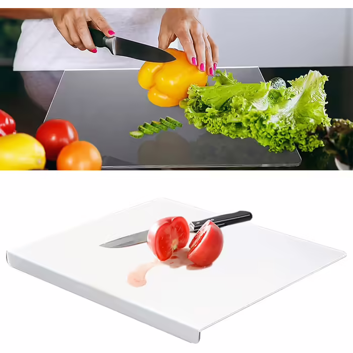 Acrylic Kitchen Countertop Cutting Boards, 5mm Transparent Board with Lip for Countertop Protection, Home Restaurant Cutting Board Cutting Mat for Kneading Countertop from Non-Slip (60 x 45 cm)